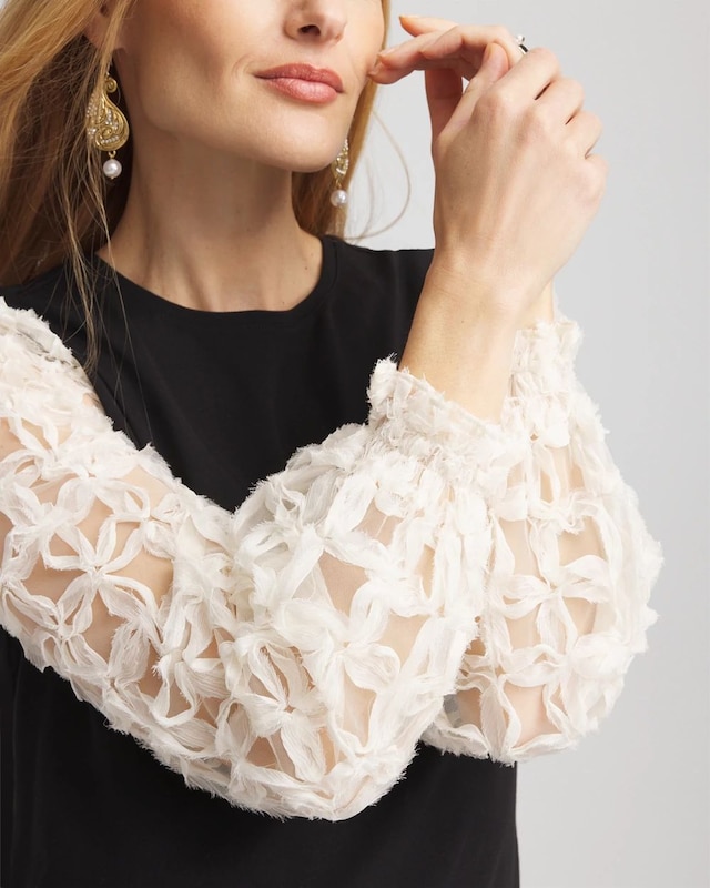 Applique Mesh Sleeve Top - image 4